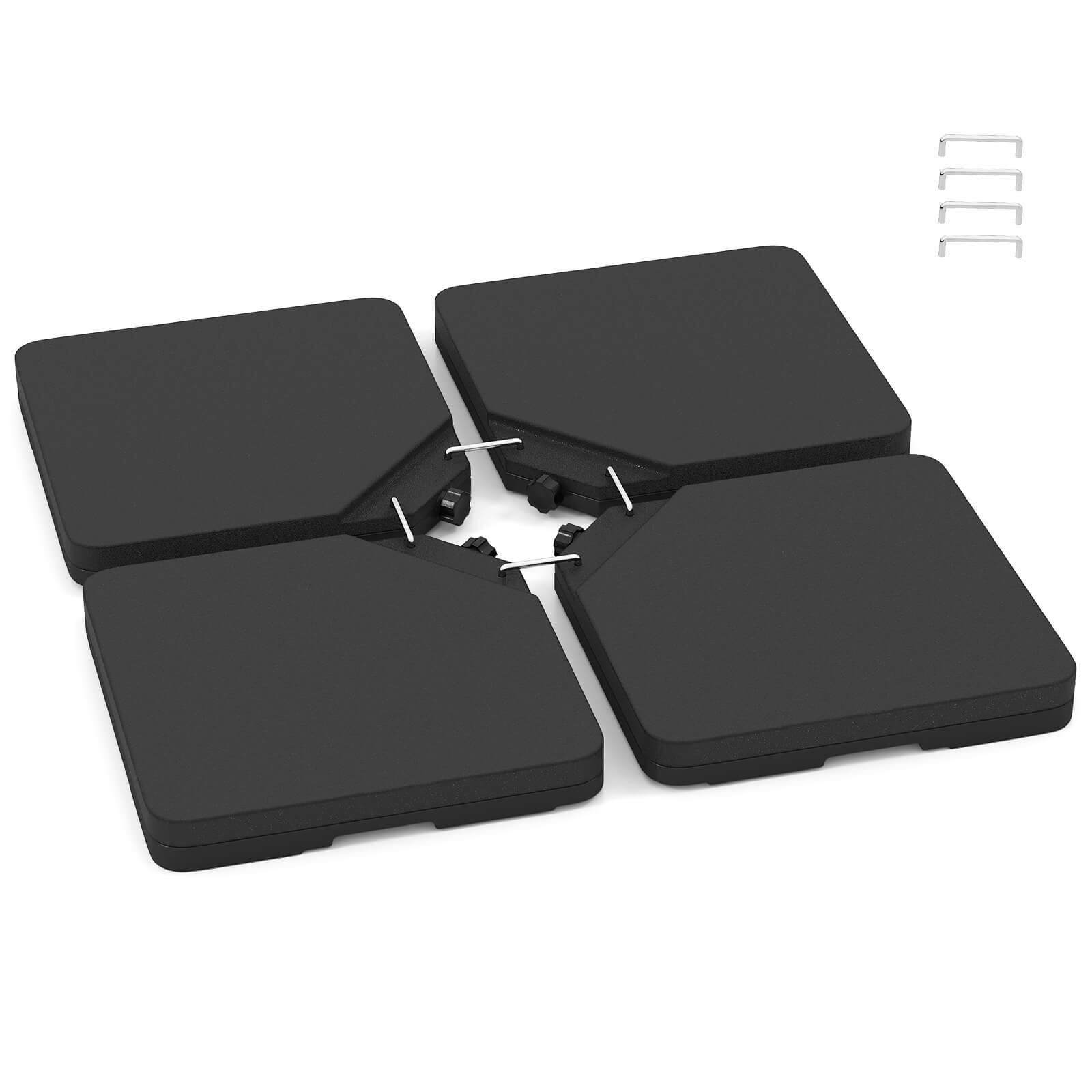 Alt View 9. Costway - Costway Offset Umbrella Base with 4 Square HDPE Plate & 4 Connection Metal Hooks for Patio - Black.