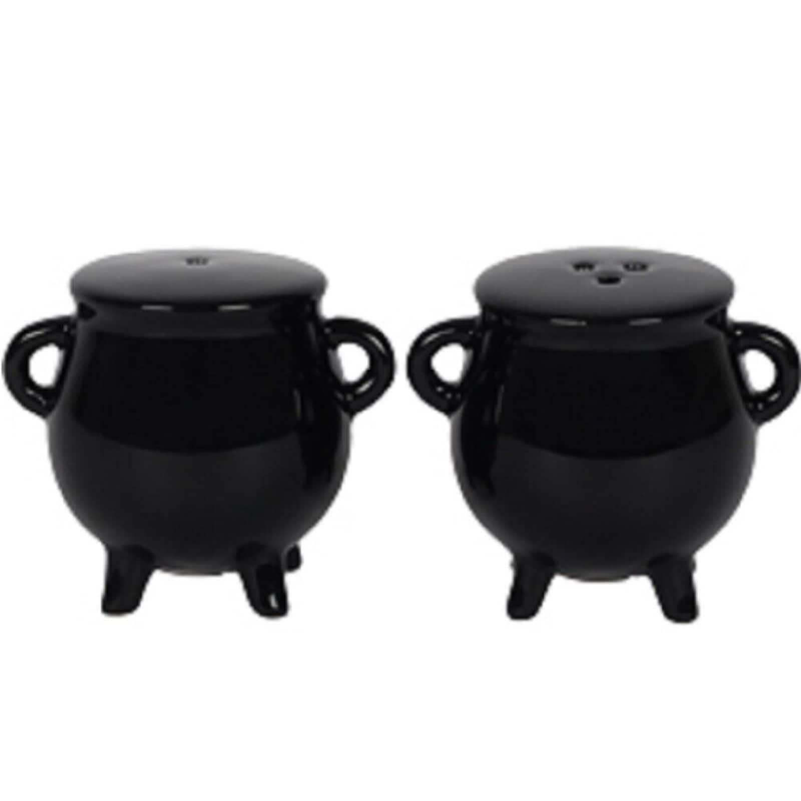 Pacific Trading - Pacific Giftware Witches Brew Ceramic Cauldron Salt and Pepper Set - Black