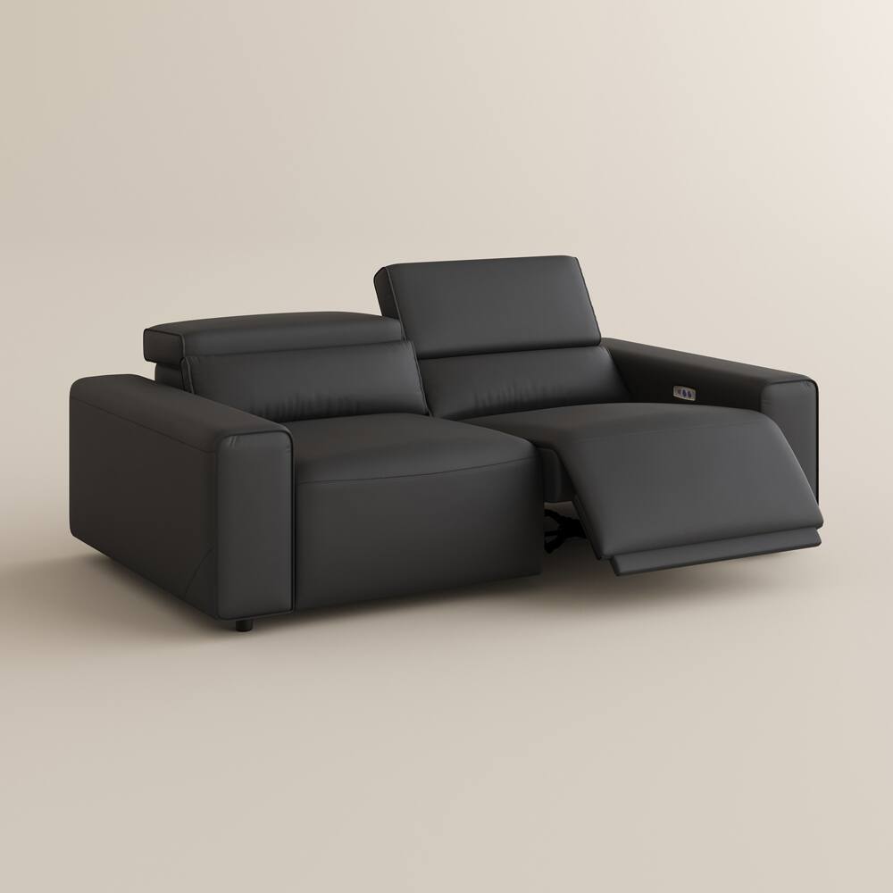 Alt View 9. POVISON - 78.74" Power Loveseat Sofa Reclining Couch Sofa, Modular Recliner Couch,Power Outlet, Adjustable Headrest, Khaki - Black Sustainable Leather.