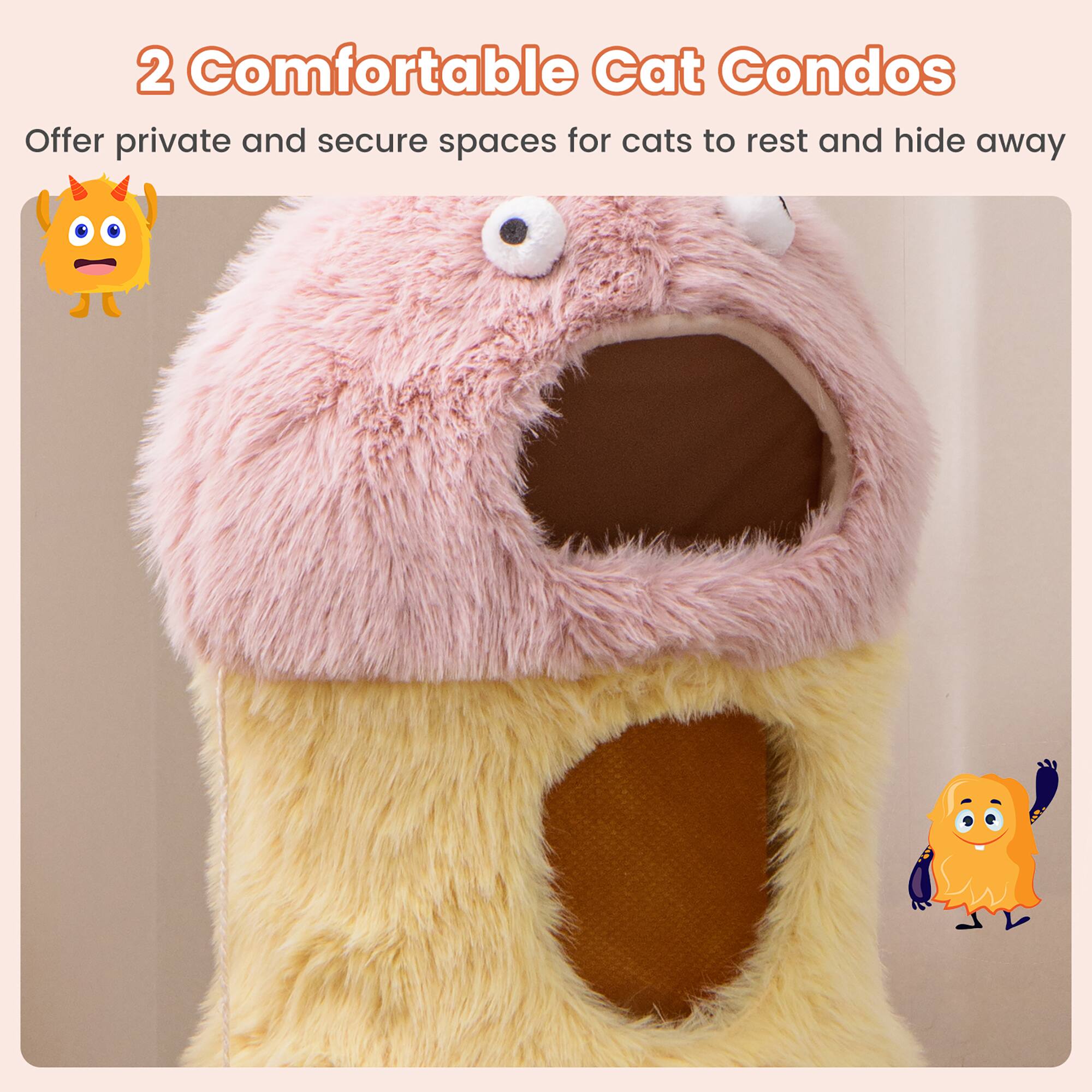 2 Comfortable Cat Condos  
Offer private and secure spaces for cats to rest and hide away