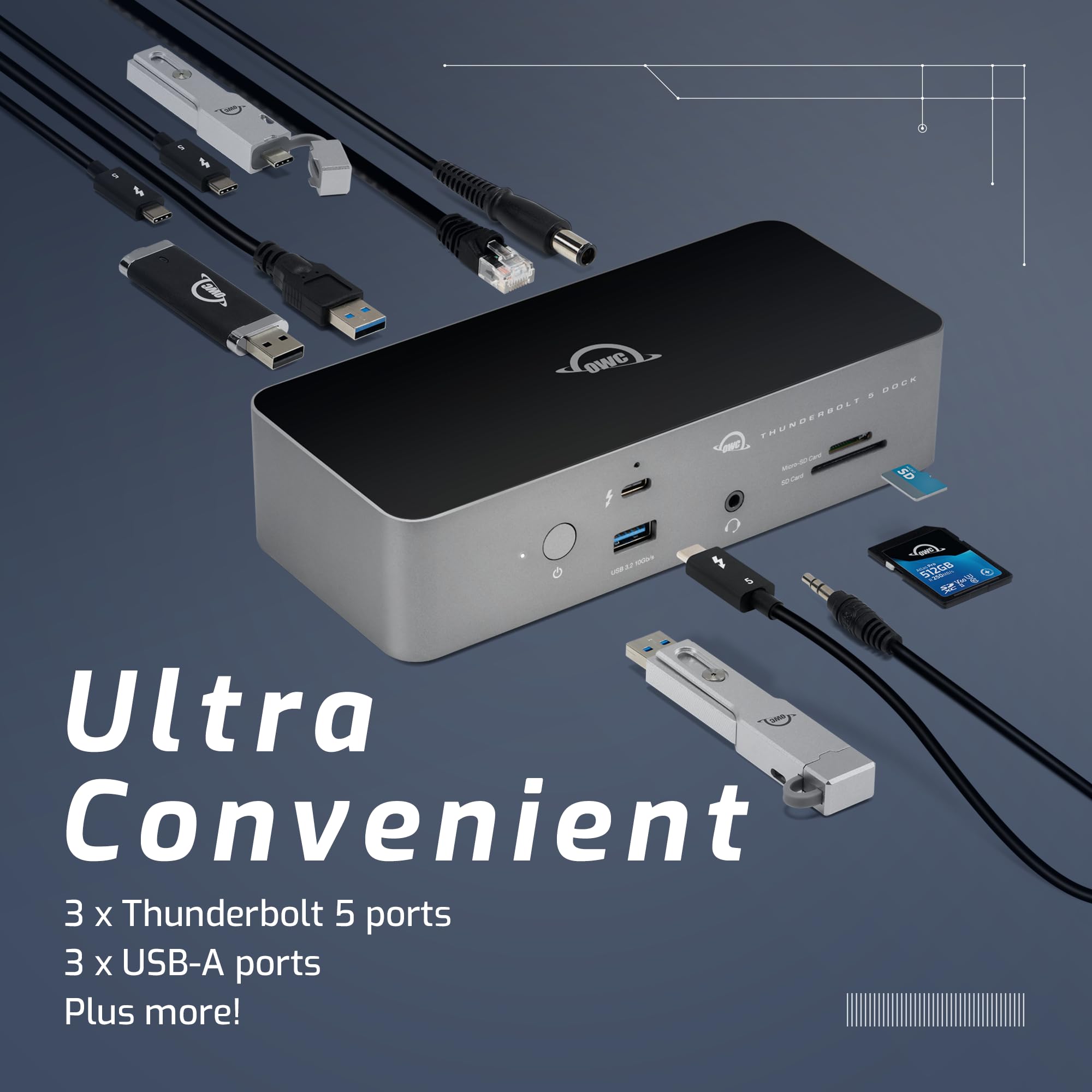 Ultra Convenient

3 x Thunderbolt 5 ports  
3 x USB-A ports  
Plus more!