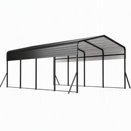RYHNUYNE - 13x20 FT Metal Carport Reinforced Frame 4 Poles Steel Roof Shelter Car Truck Boat - Black