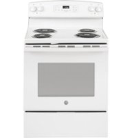 GE - 5.3 Cu. Ft. Freestanding Electric Range with Self-Cleaning and Sensi-temp Technology - White - Front_Zoom