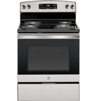 GE - 5.3 Cu. Ft. Freestanding Electric Range with Self-Cleaning and Sensi-temp Technology - Stainless steel - Front_Zoom