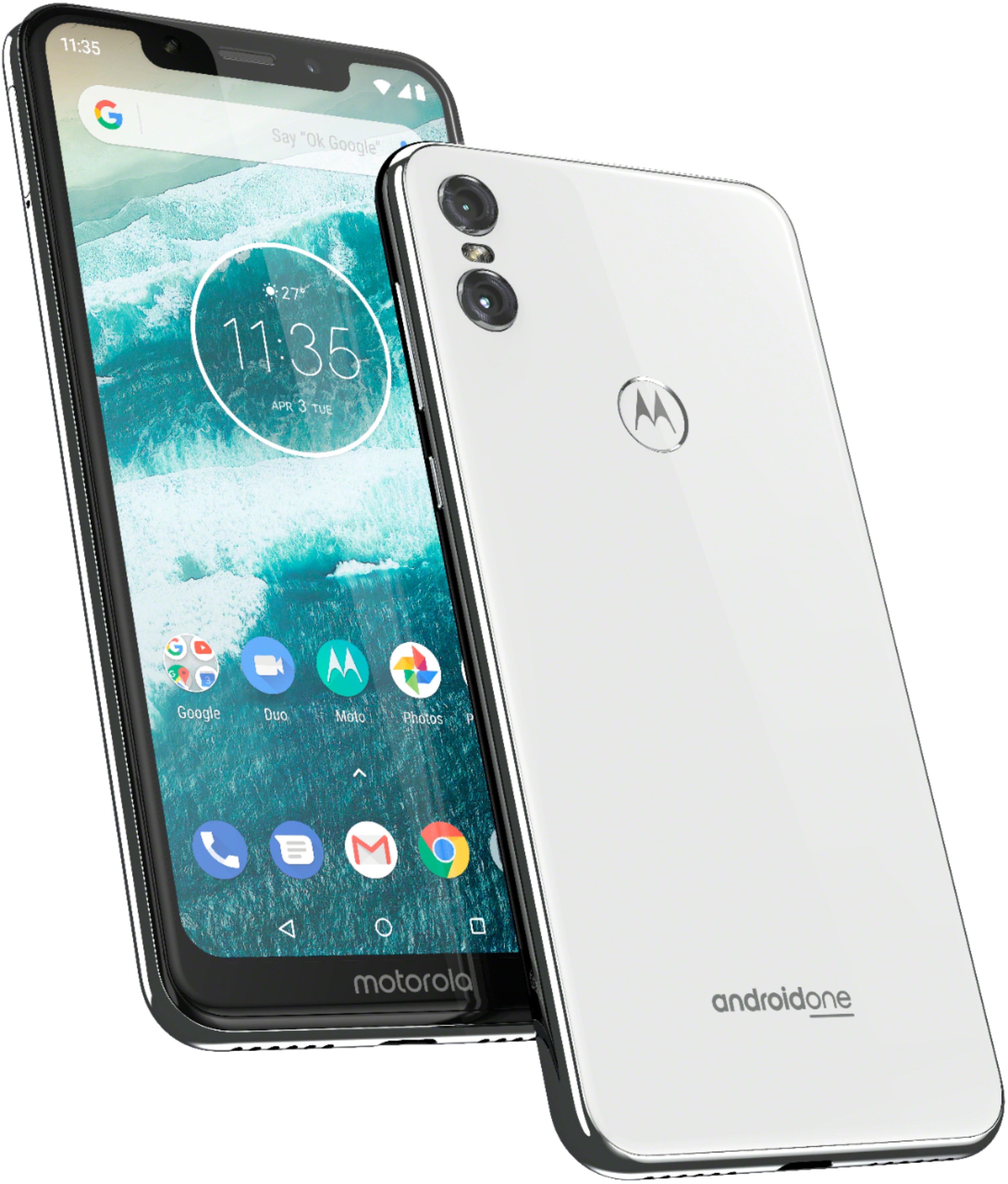 Alt View 16. Motorola - Motorola One with 64GB Memory Cell Phone (Unlocked) - White.