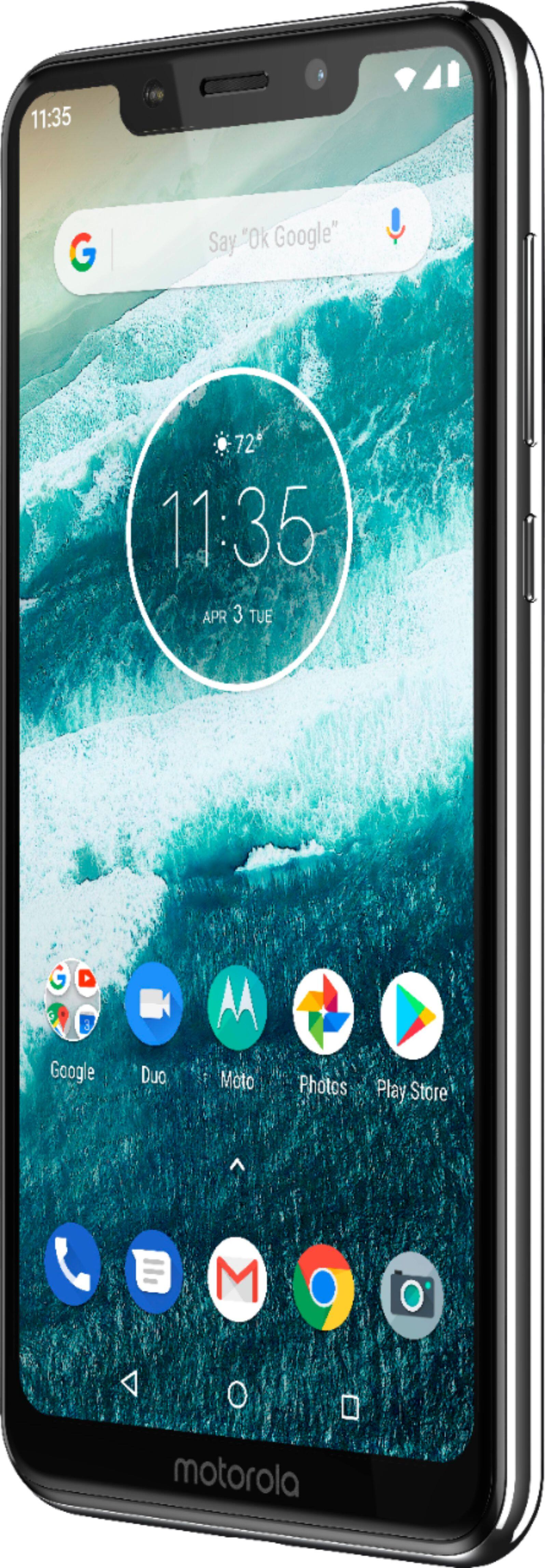 Left. Motorola - Motorola One with 64GB Memory Cell Phone (Unlocked) - White.