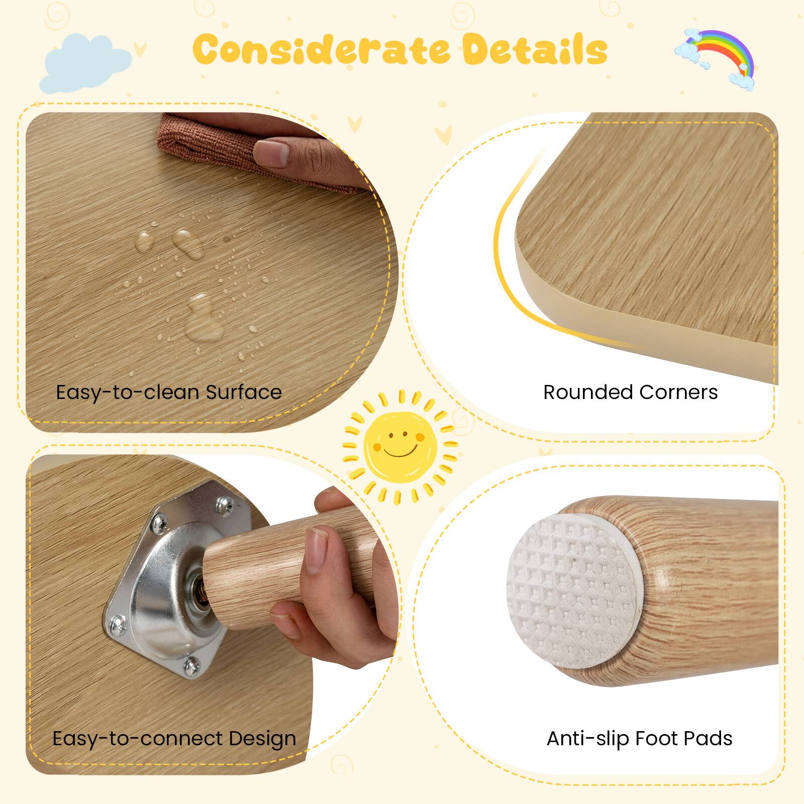 Considerate Details

- Easy-to-clean Surface
- Rounded Corners
- Easy-to-connect Design
- Anti-slip Foot Pads