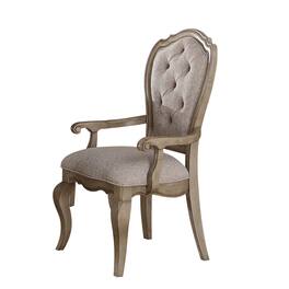Manhattan Lane - Wooden Arm Chairs with Button Tufting, Set of Two - Gray and Brown