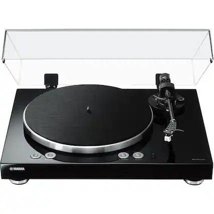 Front. Yamaha - MusicCast WiFi Music Streaming Turntable - Piano Black.