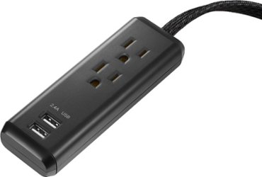 Insignia™ - 2-Outlet/2-USB Power Strip - Black - Front_Zoom