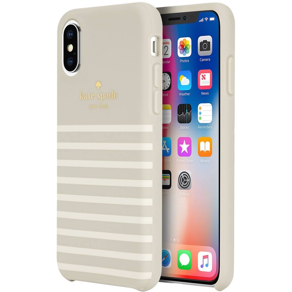 soft touch comold case for apple iphone x and xs - cream/soft touch comold feeder stripe clocktower