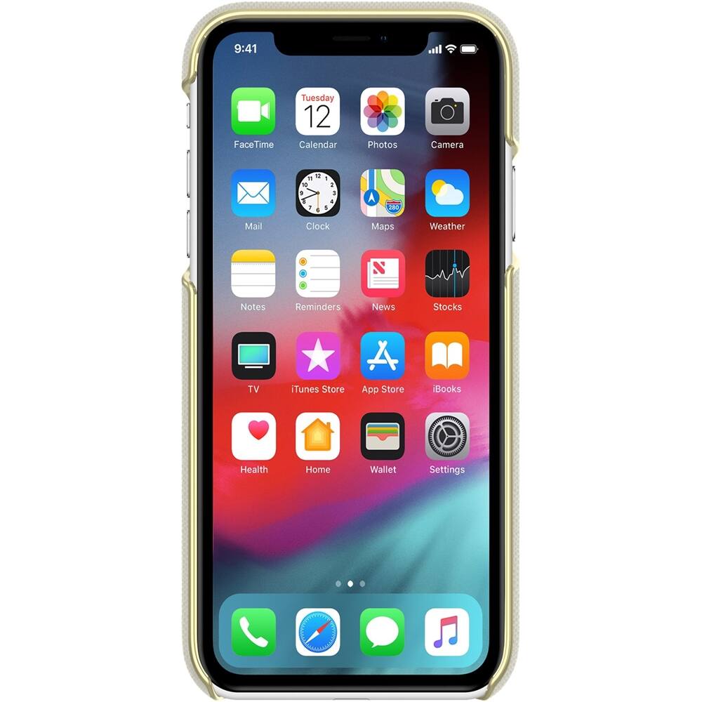 wrap case for apple iphone xr - gold logo plate/saffiano clocktower gray wrap case for apple iphone xr - gold logo plate/saffiano clocktower gray
