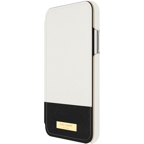 kate spade new york - Case for Apple® iPhone® X and XS - Black/Cement/Gold Logo
