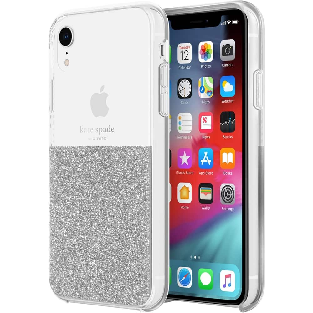 half clear crystal case for apple iphone xr - silver