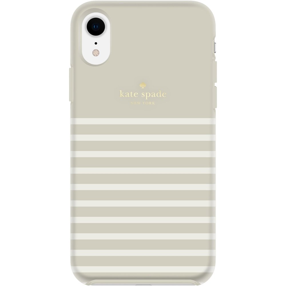 soft touch comold case for apple iphone xr - cream/gold/soft touch feeder stripe clocktower