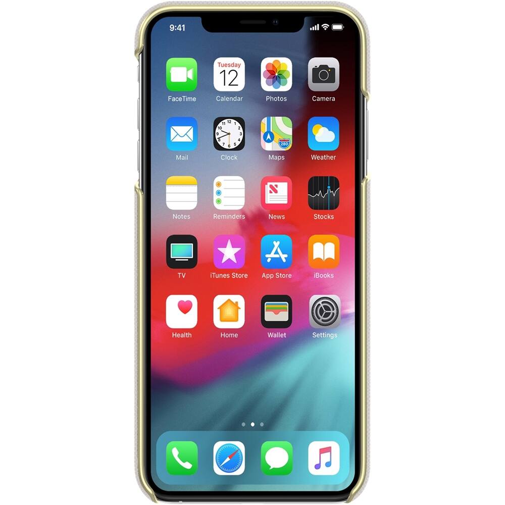 wrap case for apple iphone xs max - gold logo/saffiano clocktower gray wrap case for apple iphone xs max - gold logo/saffiano clocktower gray