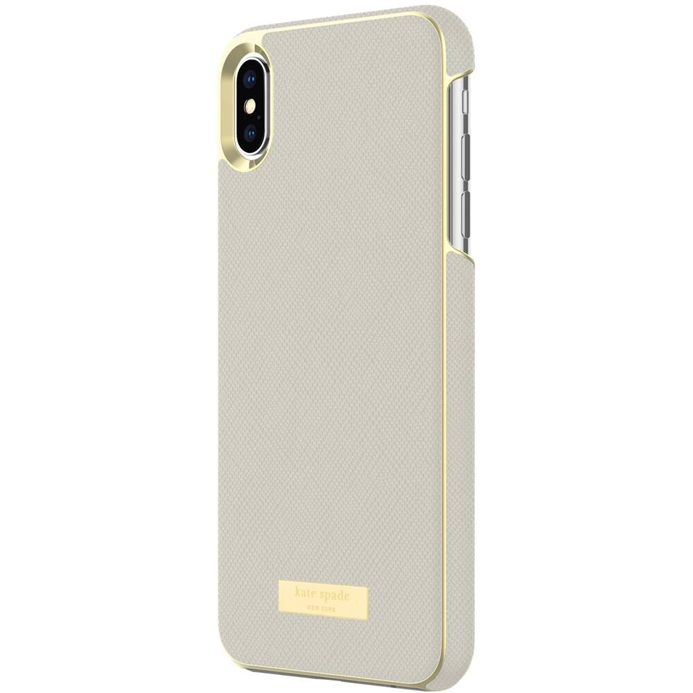 Alt View 13. kate spade new york - Wrap Case for Apple® iPhone® XS Max - Gold Logo/Saffiano Clocktower Gray.