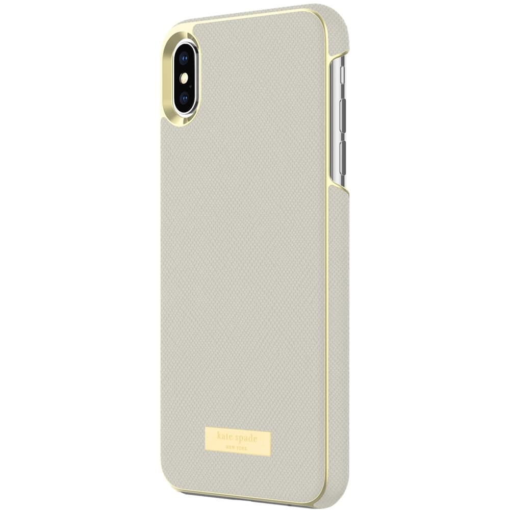 wrap case for apple iphone xs max - gold logo/saffiano clocktower gray wrap case for apple iphone xs max - gold logo/saffiano clocktower gray