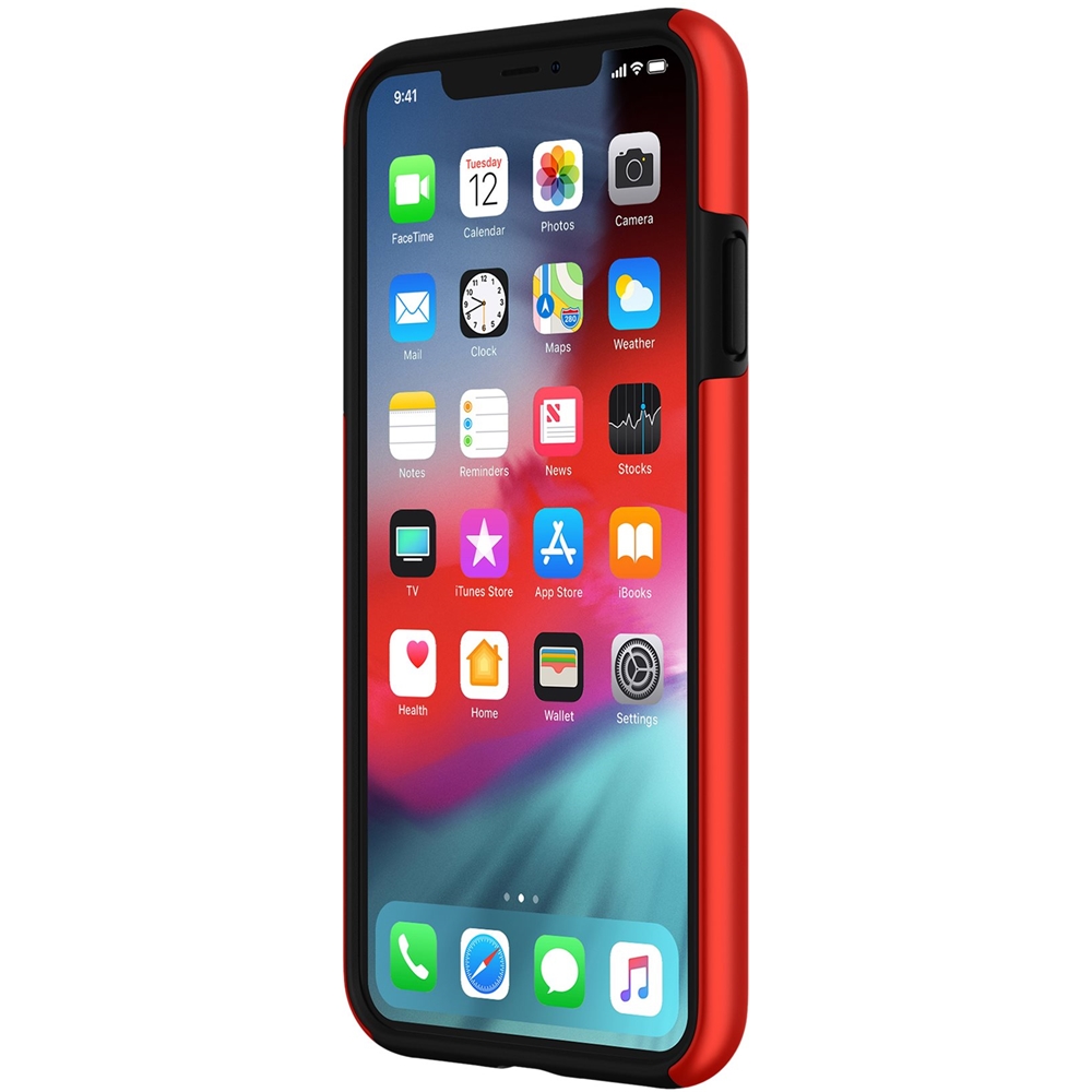 Angle View: Incipio - DualPro Case for Apple® iPhone® XS Max - Iridescent Red/Black