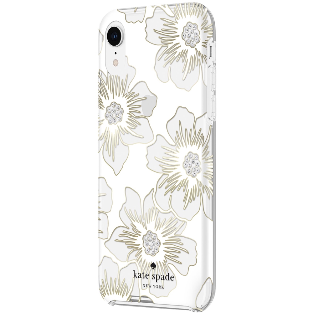 kate spade new york Protective Hardshell Case for Apple® iPhone® XR Cream  With Stones/Hollyhock Floral Clear KSIPH-108-RHHCS - Best Buy