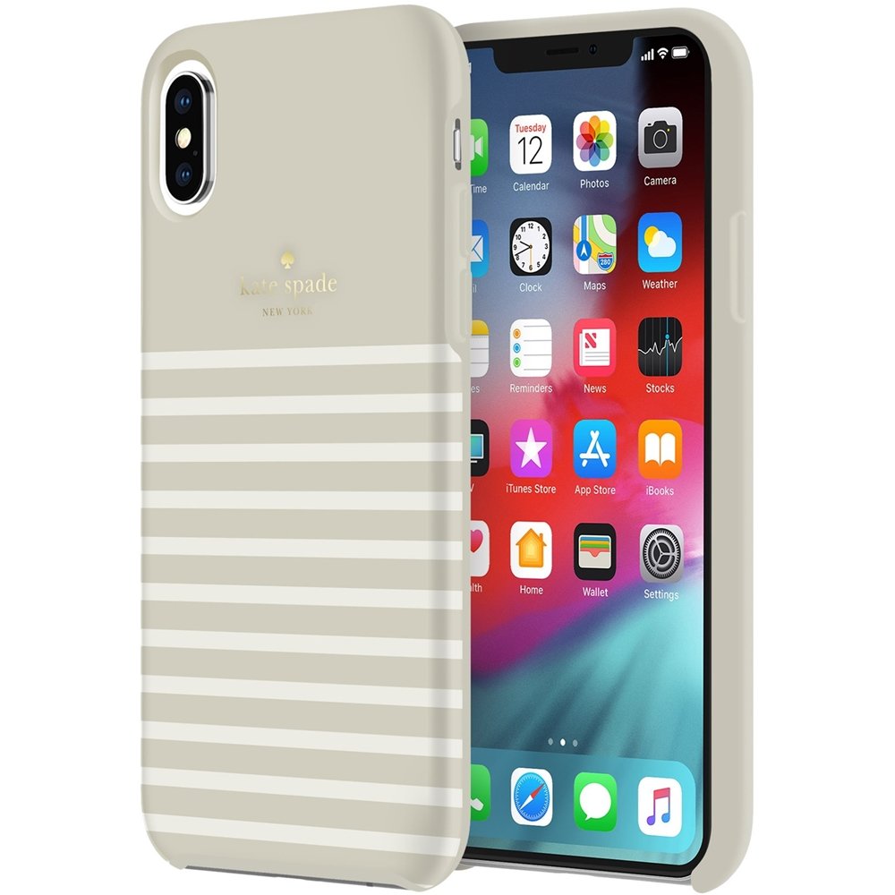 soft touch comold case for apple iphone xs max - cream/soft touch comold feeder stripe clocktower