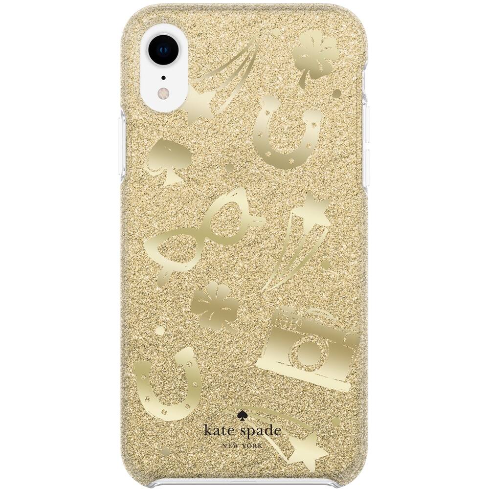 protective hardshell case for apple iphone xr - gold foil/charm toss gold glitter protective hardshell case for apple iphone xr - gold foil/charm toss gold glitter