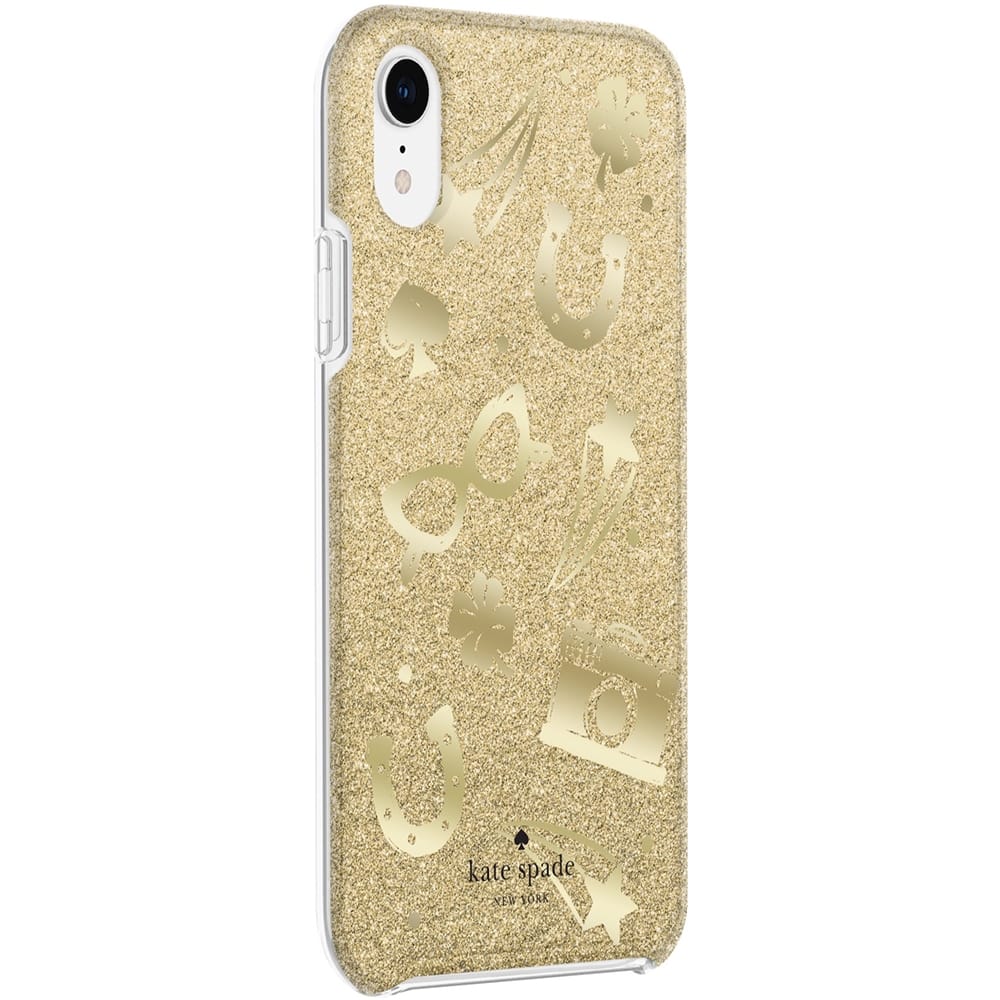 protective hardshell case for apple iphone xr - gold foil/charm toss gold glitter protective hardshell case for apple iphone xr - gold foil/charm toss gold glitter