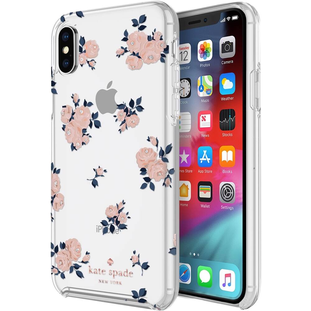 Alt View 12. kate spade new york - Protective Hardshell Case for Apple® iPhone® X and XS - Navy/Gold/Rose Gold/Happy Rose Pink/Crystal Gems.