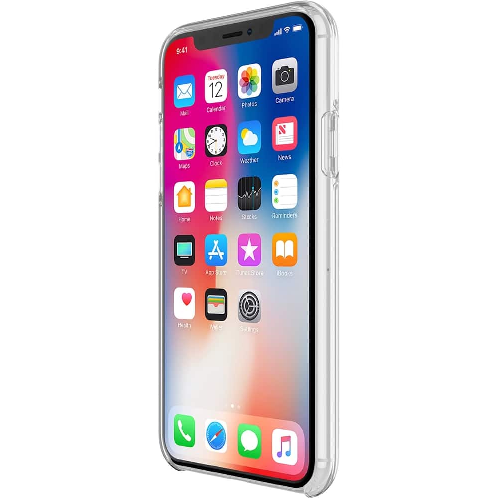 protective hardshell case for apple iphone x and xs - clear/charlotte stripe white glitter protective hardshell case for apple iphone x and xs - clear/charlotte stripe white glitter