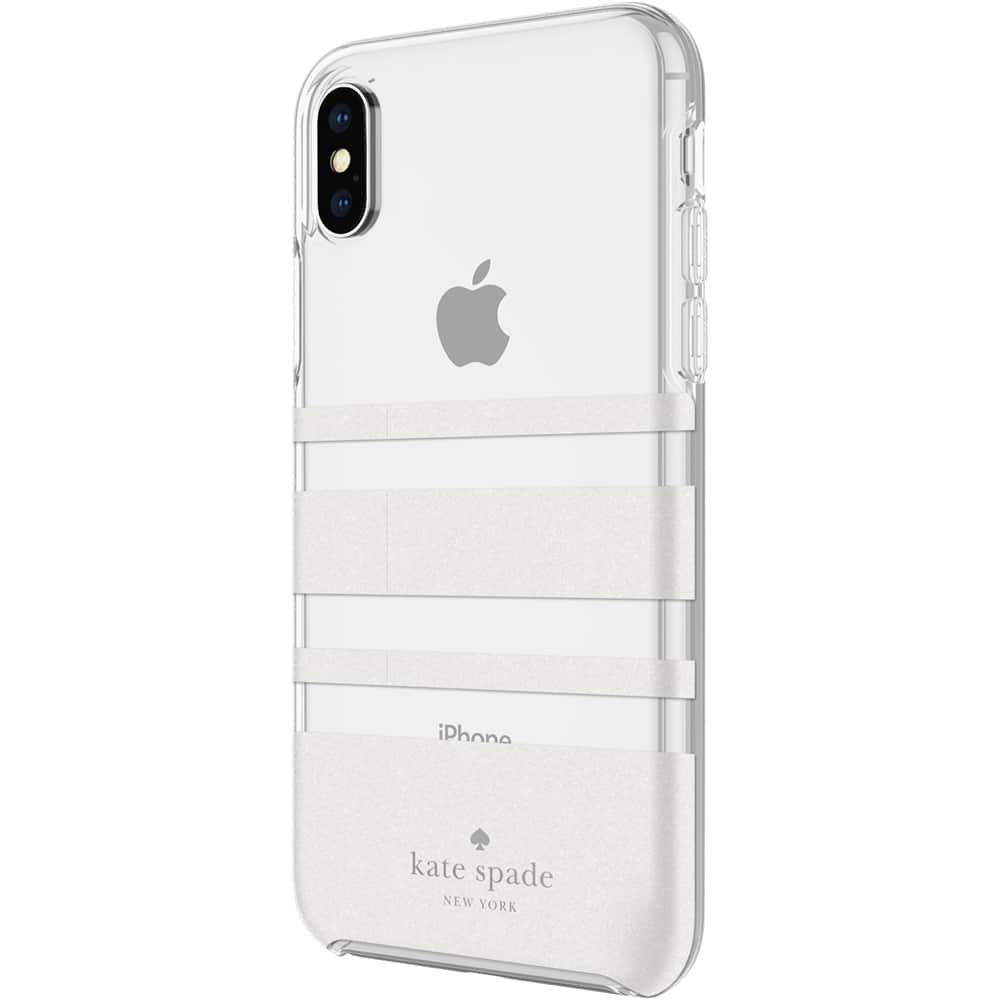 protective hardshell case for apple iphone x and xs - clear/charlotte stripe white glitter protective hardshell case for apple iphone x and xs - clear/charlotte stripe white glitter