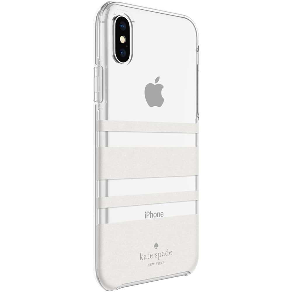 protective hardshell case for apple iphone x and xs - clear/charlotte stripe white glitter