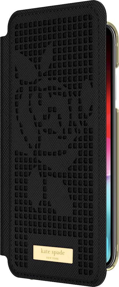 Best Buy: kate spade new york Wrap Folio Case for Apple® iPhone® XS Max  Perforated Rose Black/Gold Logo KSIPH-121-PRBLK