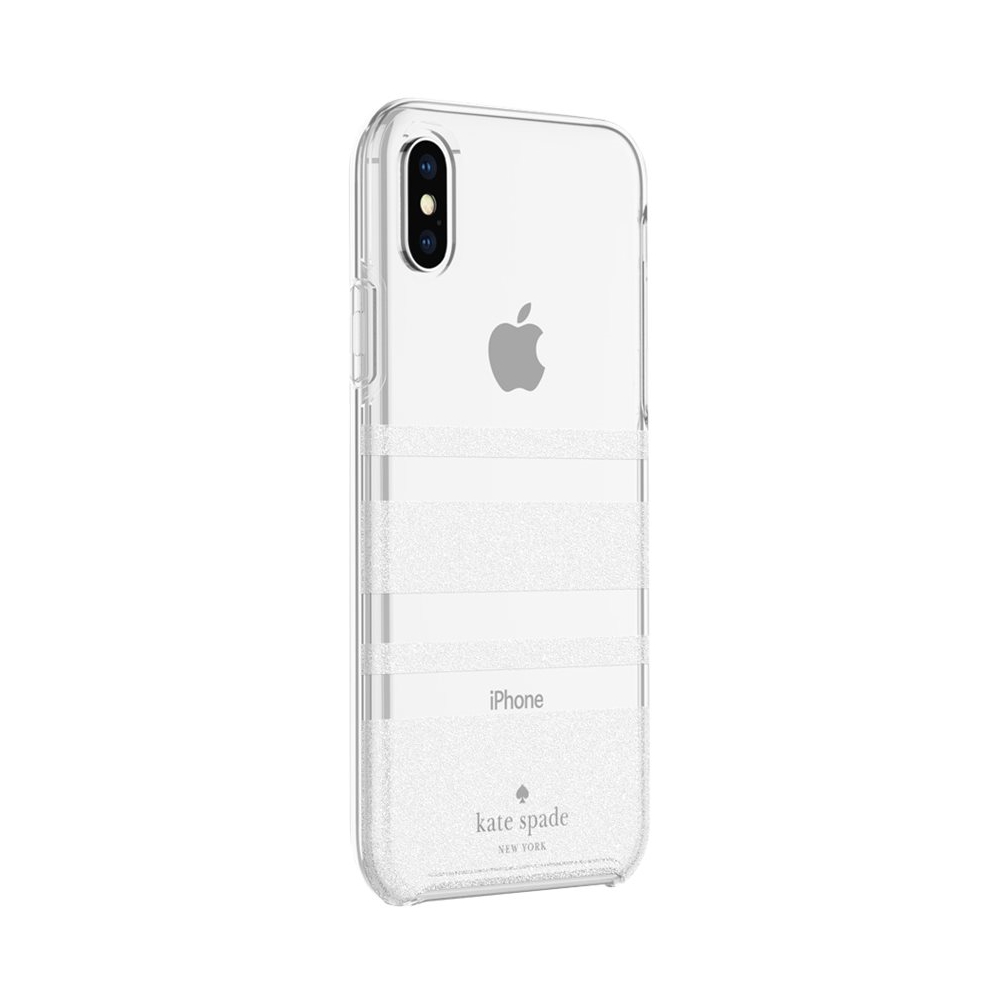 Best Buy: kate spade new york Protective Hardshell Case for Apple® iPhone® XS  Max Clear/Charlotte Stripe White Glitter KSIPH-109-CSWGL
