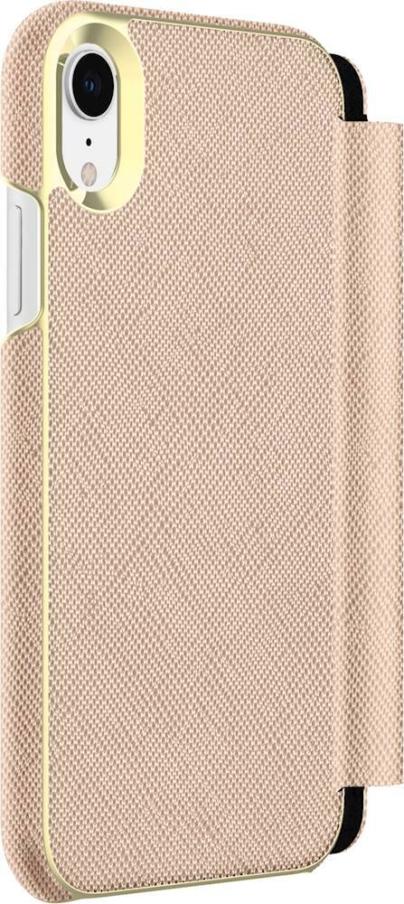 wrap folio case for apple iphone xr - saffiano rose gold/gold logo wrap folio case for apple iphone xr - saffiano rose gold/gold logo