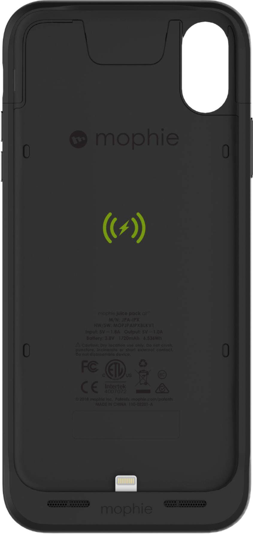Alt View 11. mophie - Juice Pack Air External Battery Case with Wireless Charging for Apple® iPhone® X - Black.