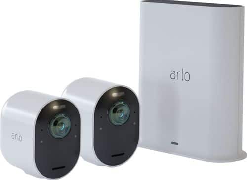 Arlo - Ultra 2-Camera Indoor/Outdoor Wire Free 4K HDR Security Camera System - White