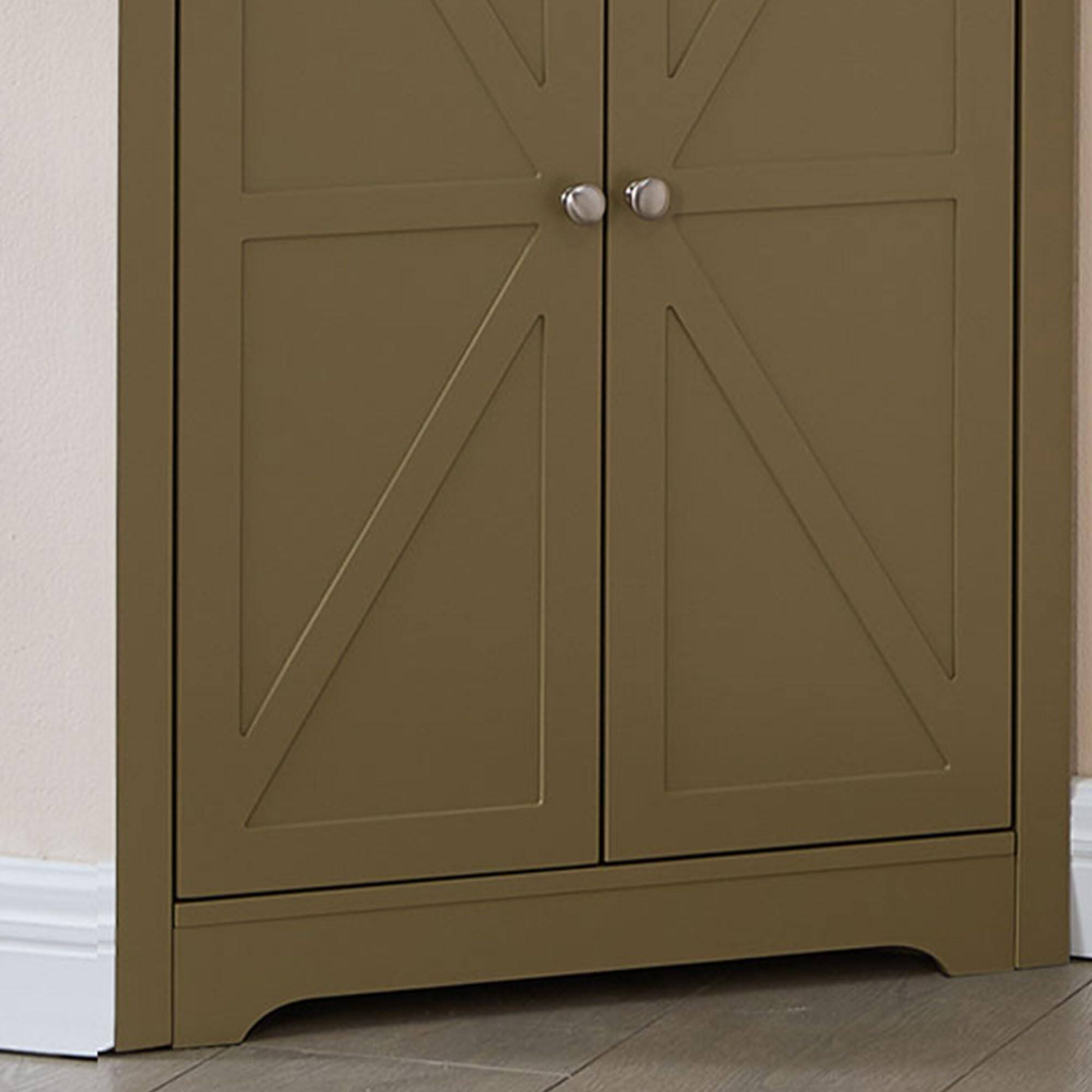 Alt View 3. Kings Brand Furniture - Kings Brand Furniture Tall Wooden Corner Cabinet - Lemon pepper.