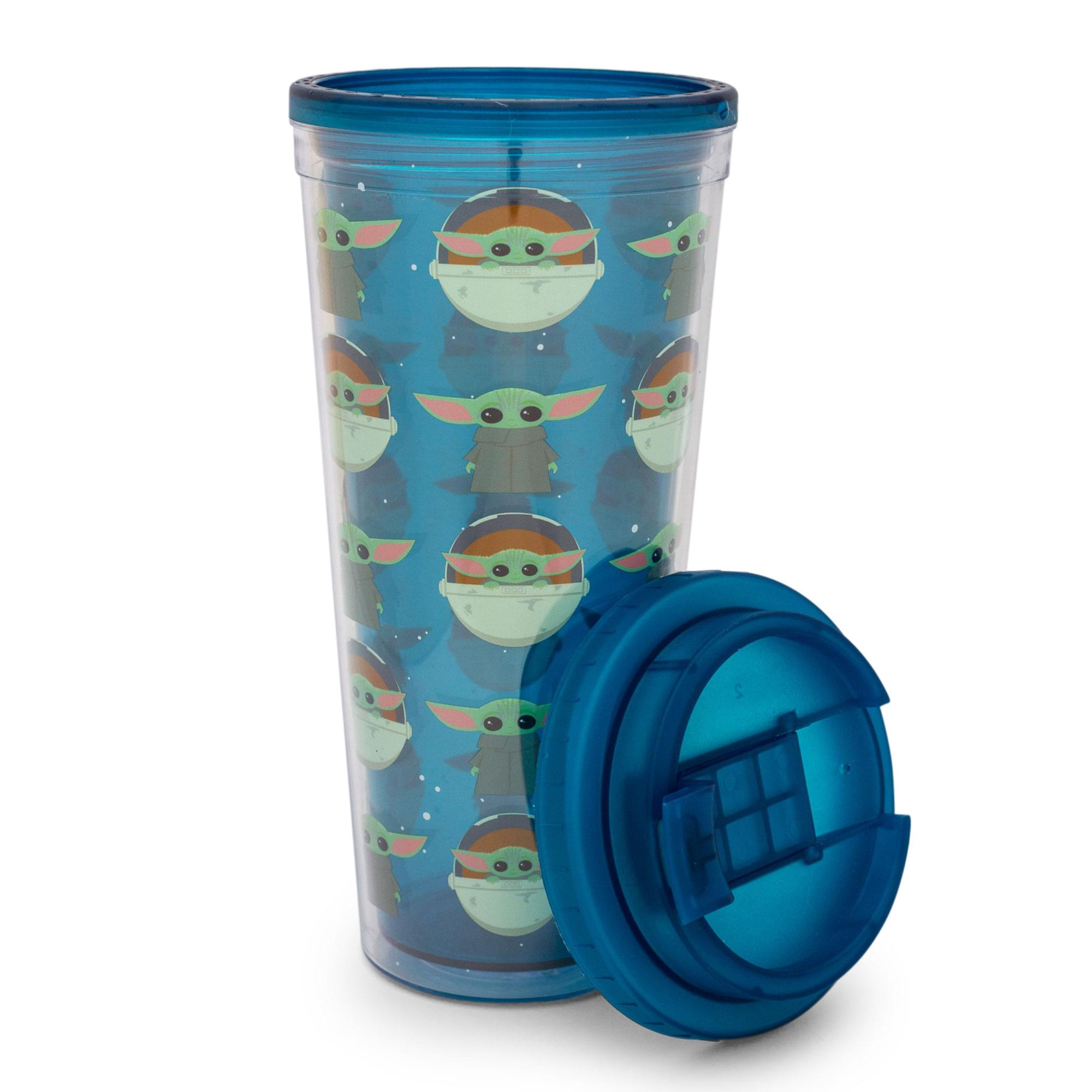 Alt View 1. Silver Buffalo - Star Wars: The Mandalorian Grogu Plastic Travel Tumbler | Holds 24 Ounces - Blue.