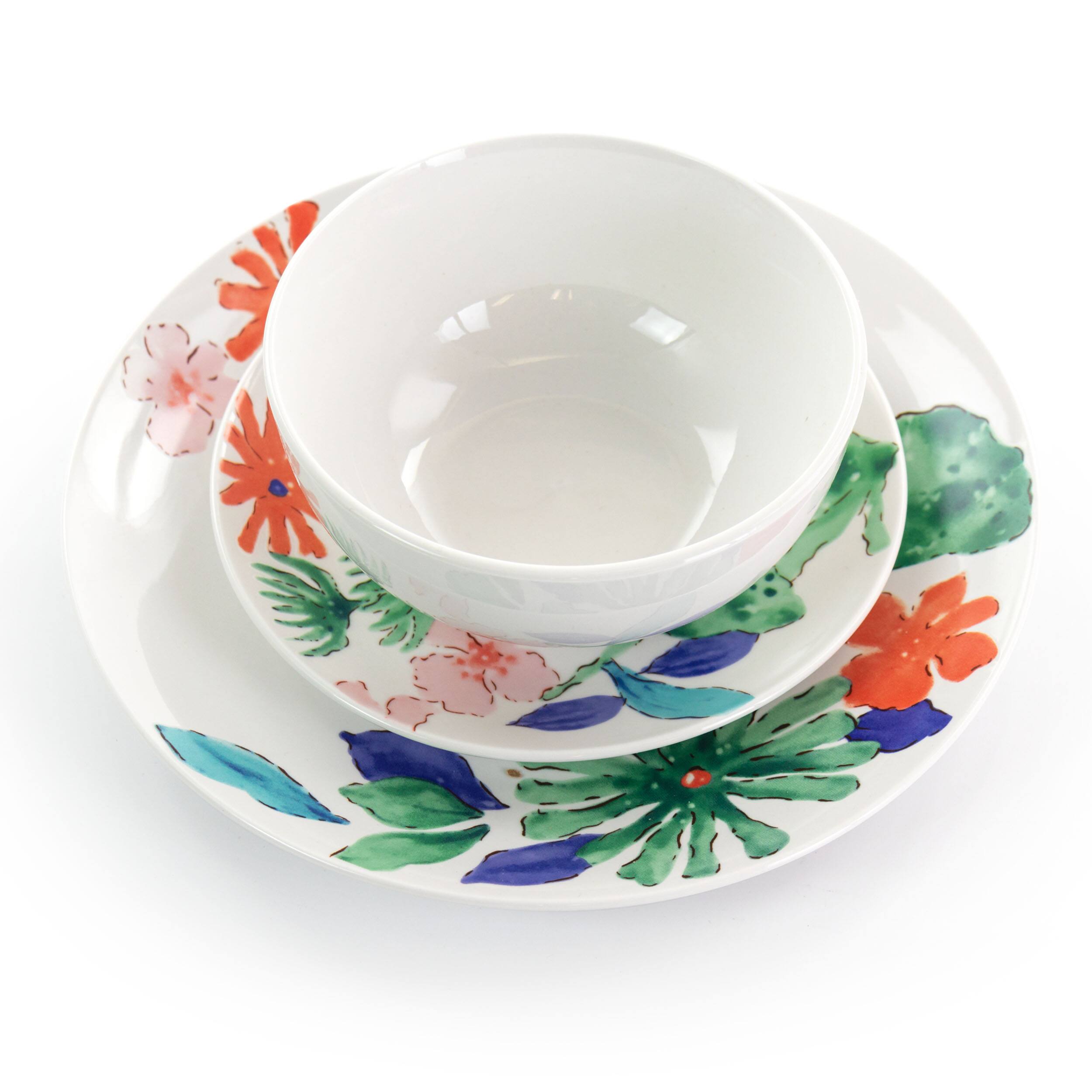 Alt View 1. Gibson - Gibson Home Dazzling Lily 12 Piece Ceramic Dinnerware Set - Multi Floral.