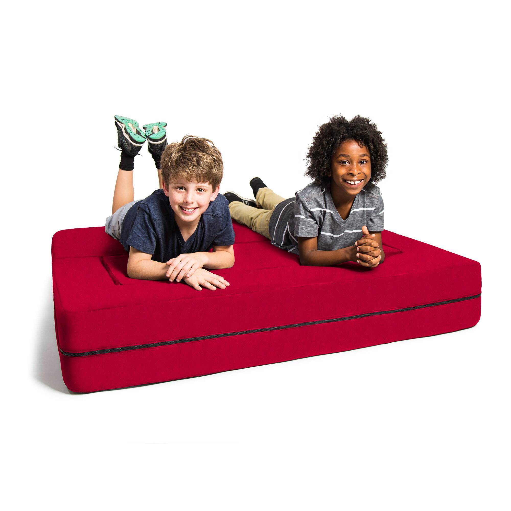 Back. Jaxx - Jaxx Zipline Kids Sofa & Large Ottoman, 3 in 1 Fold Out Sofa, Big Kids Edition, Cherry - Cherry.
