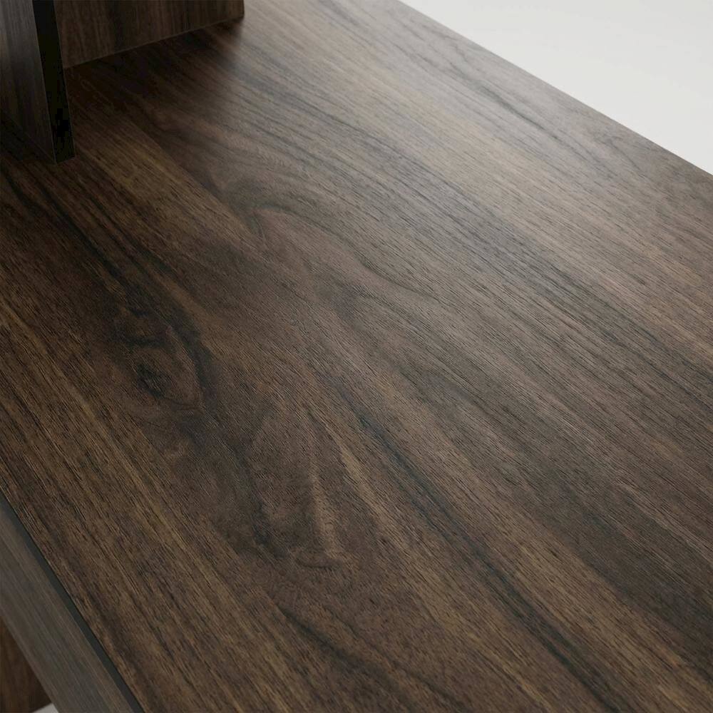 Alt View 1. BisonOffice - Wooden Home Office Desk with Storage Bin in Columbia Walnut Finish - Columbia Walnut/Dark Brown.