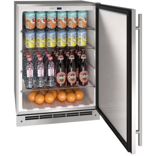 Left. U-Line - 5.4 Cu. Ft. Built-In Mini Fridge - Stainless Steel.