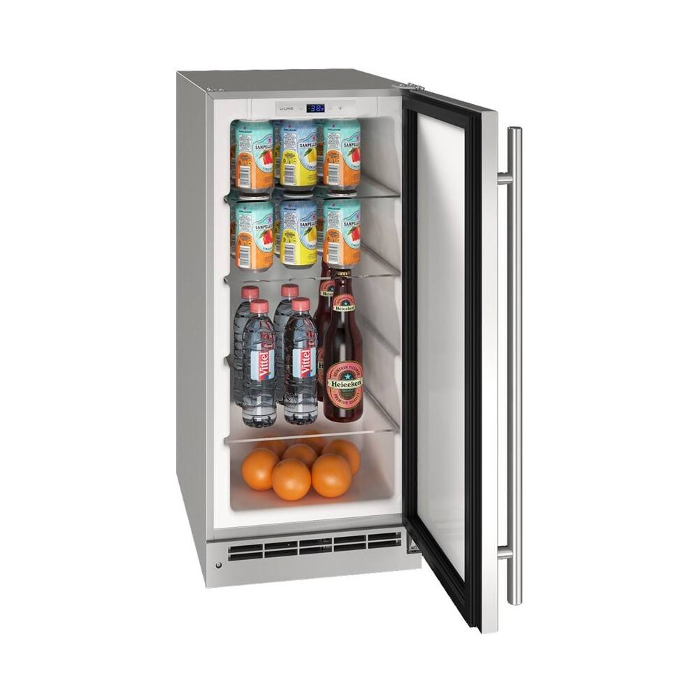 Left. U-Line - 3.1 Cu. Ft. Mini Fridge - Stainless Steel.