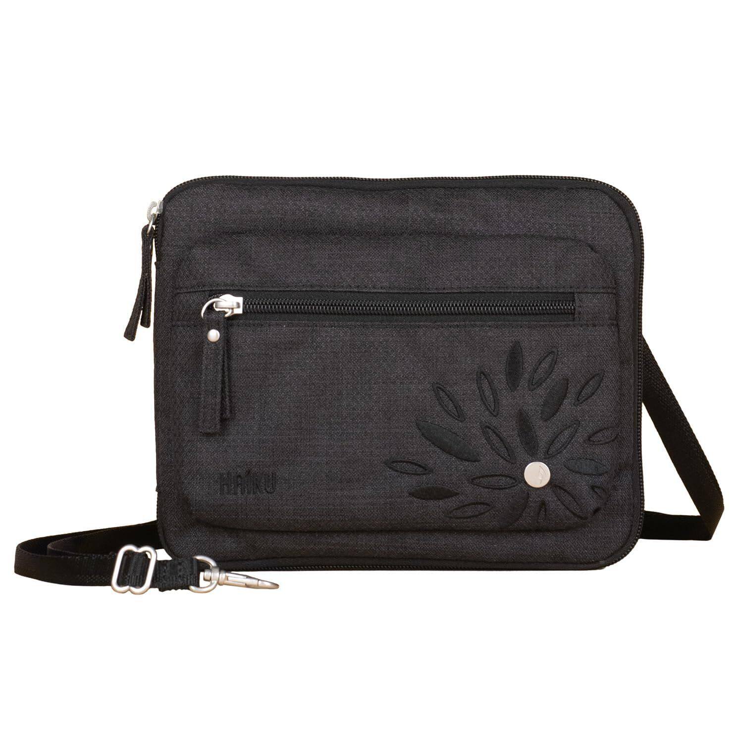Front. Haiku - Haiku Aspire Folio Crossbody - Black in Bloom.