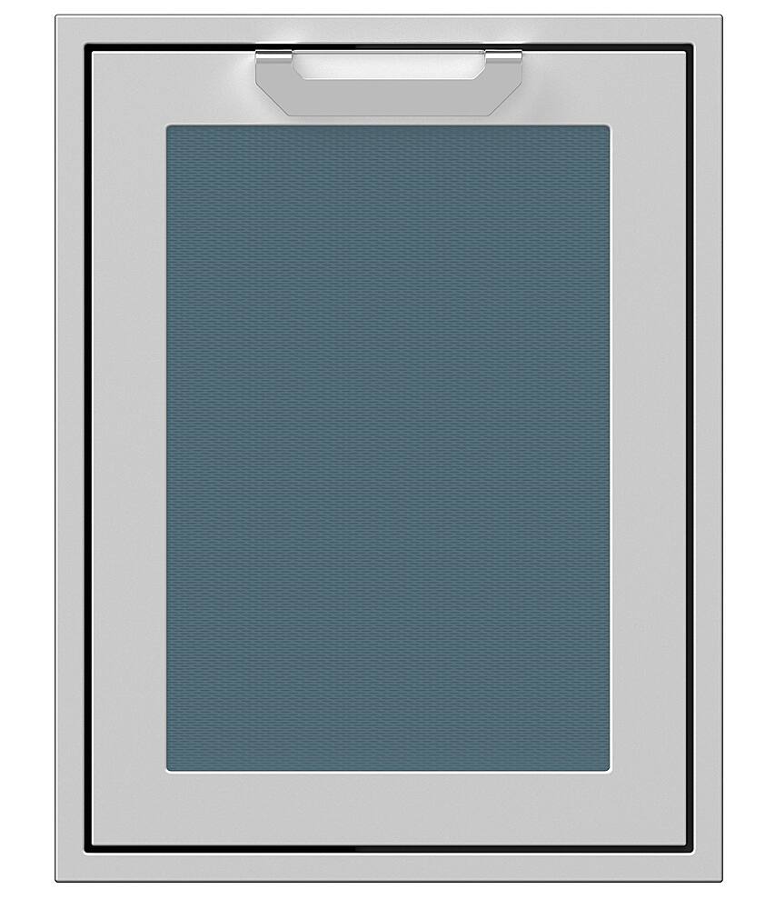 Angle. Hestan - 20" Outdoor Trash and Recycle Drawer - Pacific Fog.