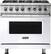 Front. Viking - Freestanding 7 Series Dual Fuel Self-Clean 36"W Range - White.