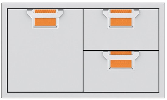 Angle Zoom. Aspire by Hestan - AESDR Series 36" Double Drawer and Storage Door Combination - Citra.