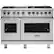 Front. Viking - 48"W 7-Series Dual Fuel Self-Clean Range-6 Burners + Griddle - LP - Stainless Steel.