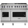 Viking - 48 in Wide 6 Burner 7-Series Dual Fuel Frestanding Range with Griddle-LP - Stainless Steel