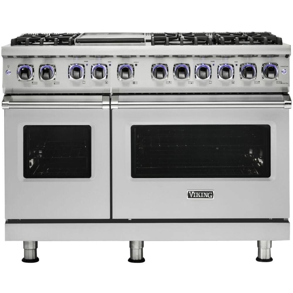 Viking - 48"W 7-Series Dual Fuel Self-Clean Range-6 Burners + Griddle - Stainless Steel